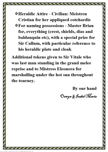 First Heraldic Challenge winners part 1